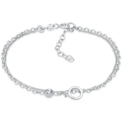 Elli "Layer-Armband Kreis | Kristall (Weiß)< Silber|Roségold