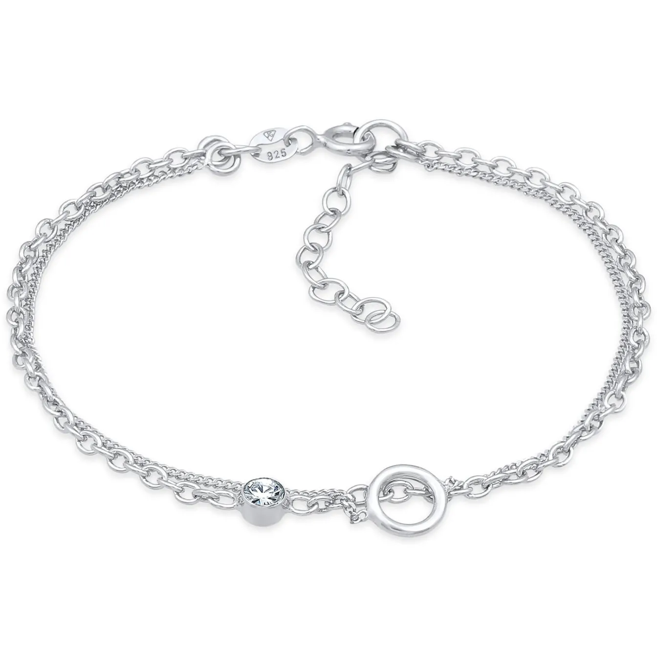 Elli "Layer-Armband Kreis | Kristall (Weiß)< Silber|Roségold