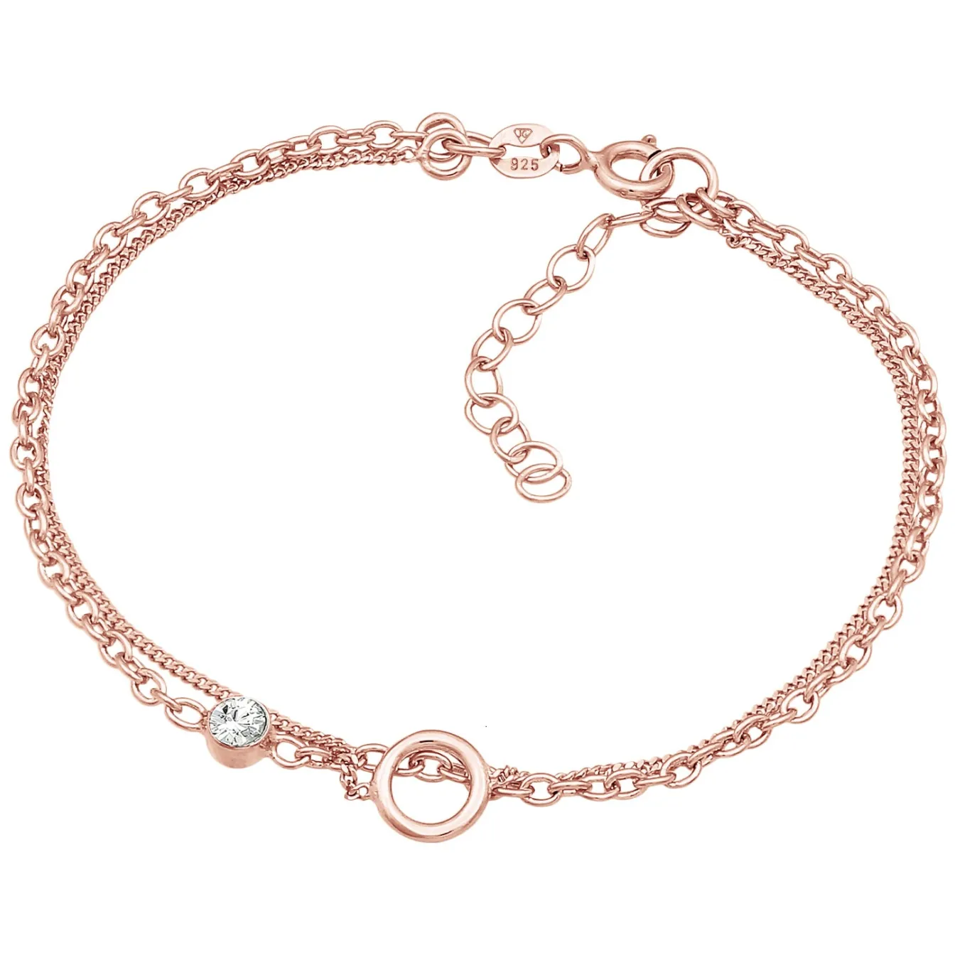 Elli "Layer-Armband Kreis | Kristall (Weiß)< Silber|Roségold
