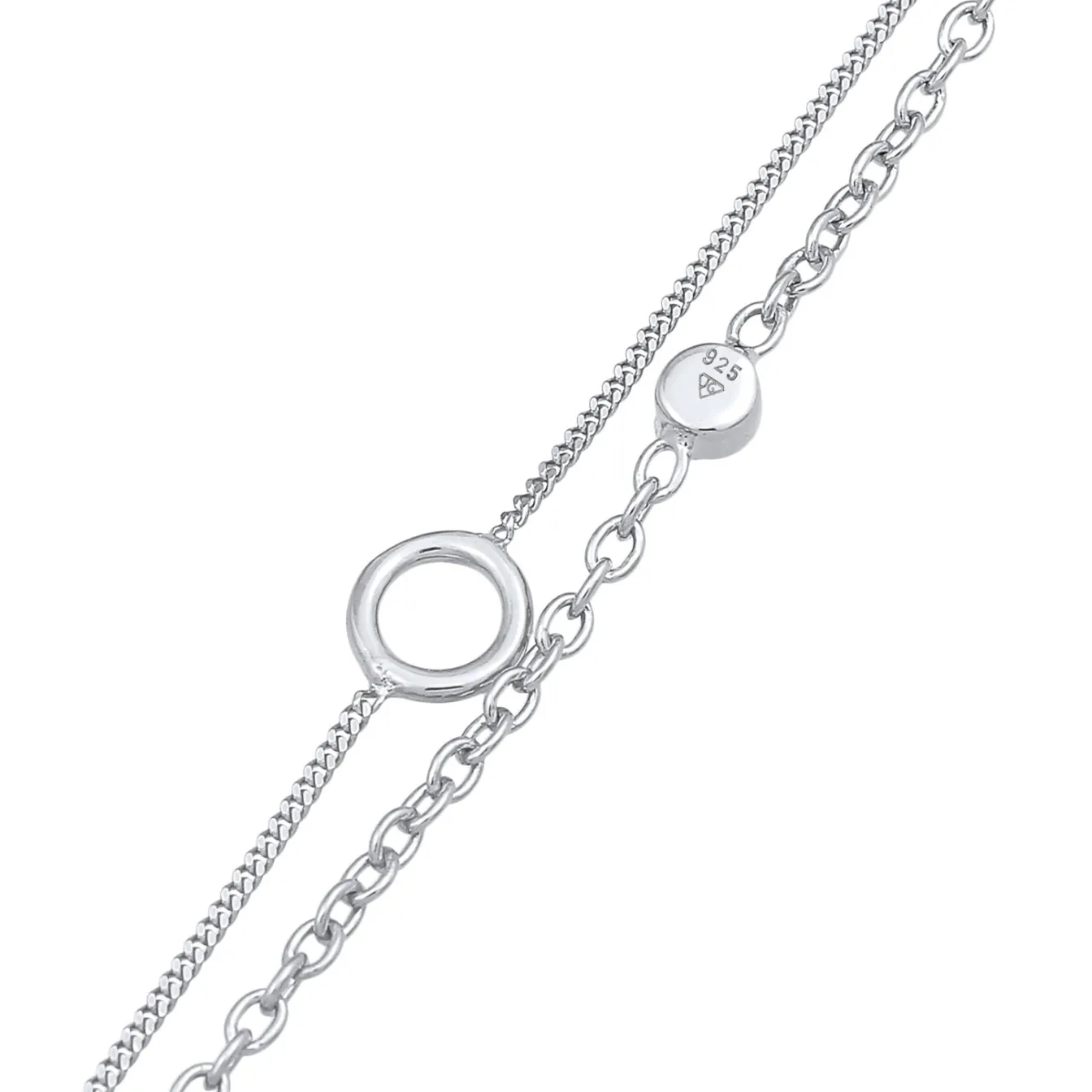 Elli "Layer-Armband Kreis | Kristall (Weiß)< Silber|Roségold