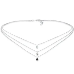 Elli "Layer-Choker | Kristalle (Weiß, Grau, Schwarz)< Roségold|Halsketten