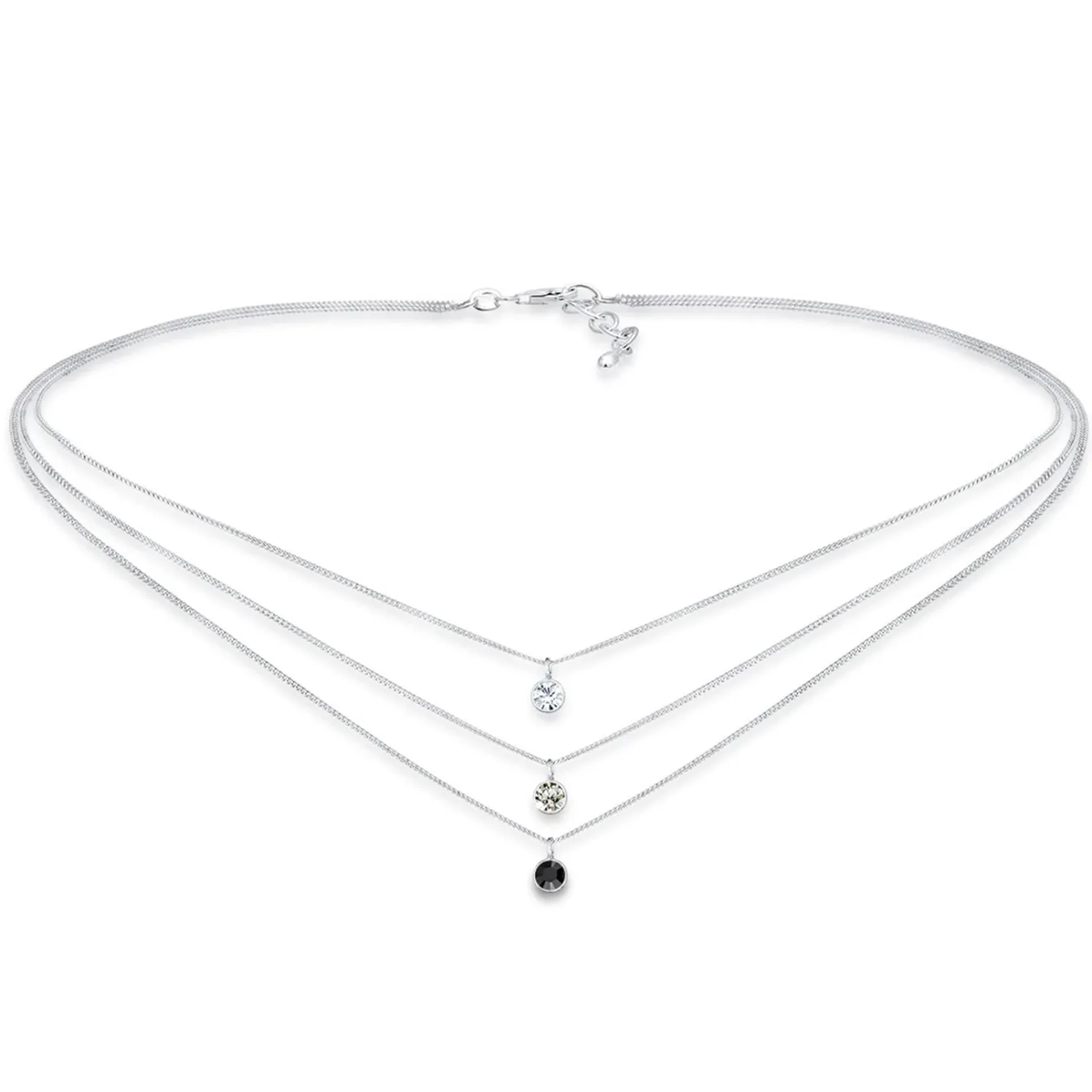 Elli "Layer-Choker | Kristalle (Weiß, Grau, Schwarz)< Roségold|Halsketten