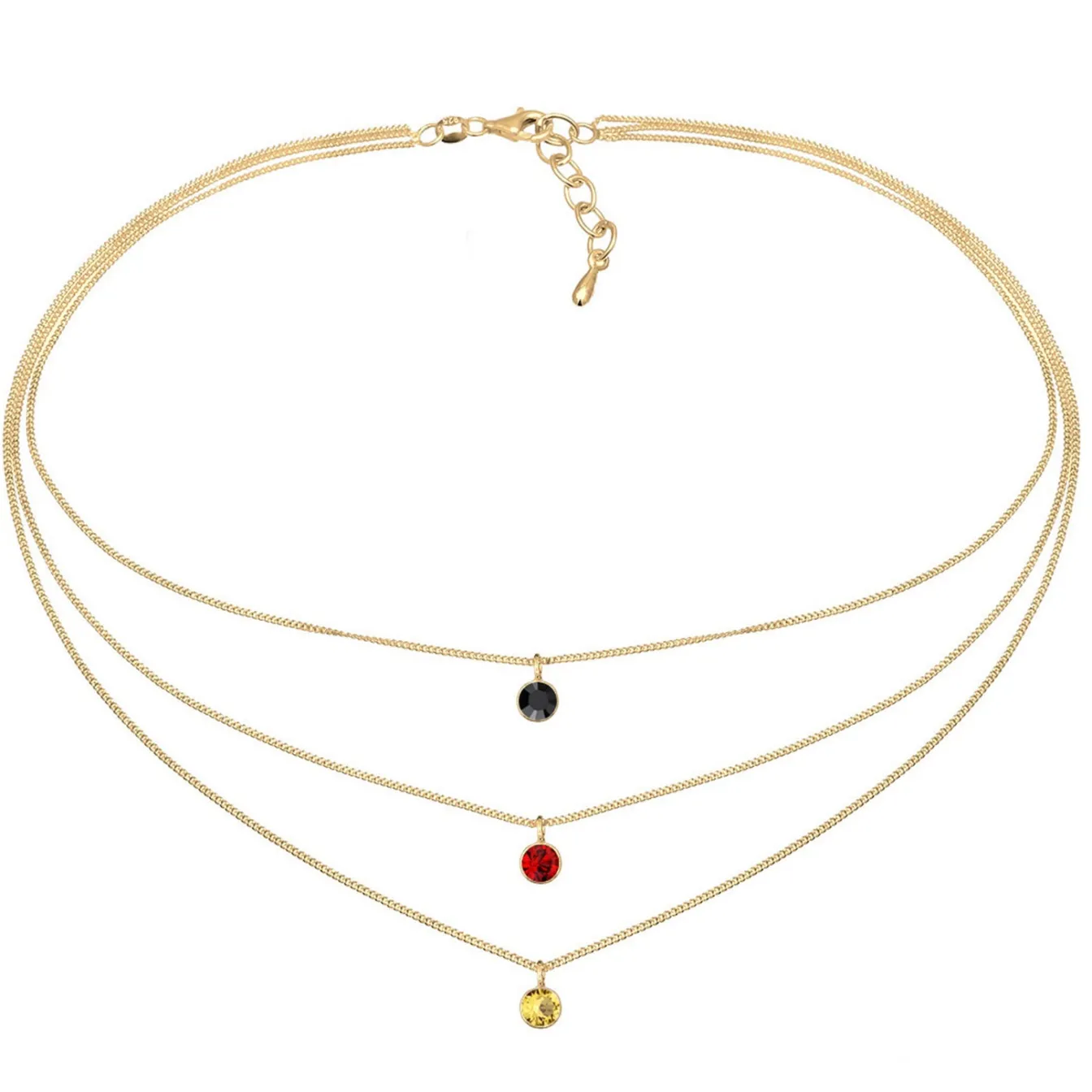 Elli "Layer-Choker | Kristalle (Weiß, Grau, Schwarz)< Roségold|Halsketten