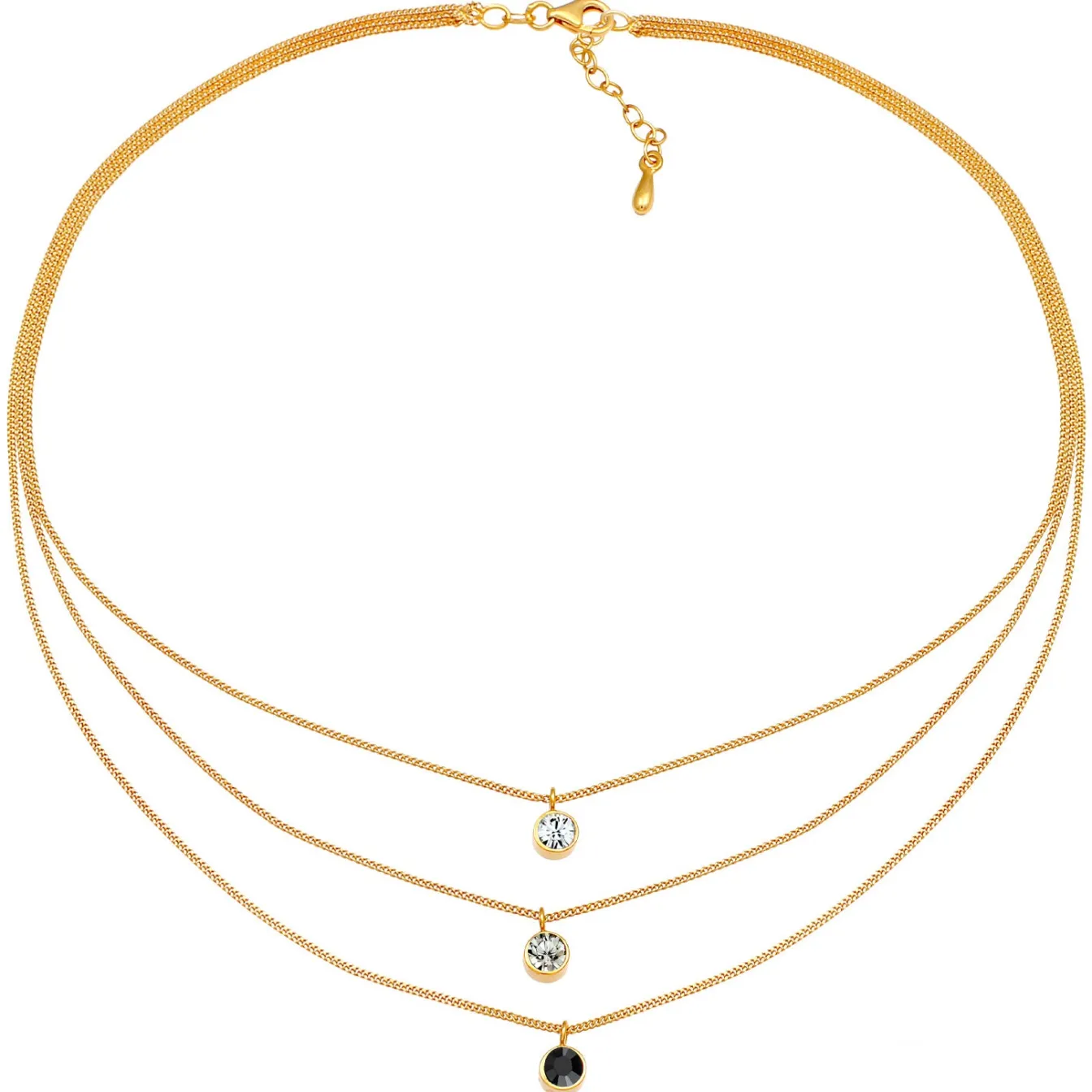 Elli "Layer-Choker | Kristalle (Weiß, Grau, Schwarz)< Roségold|Halsketten
