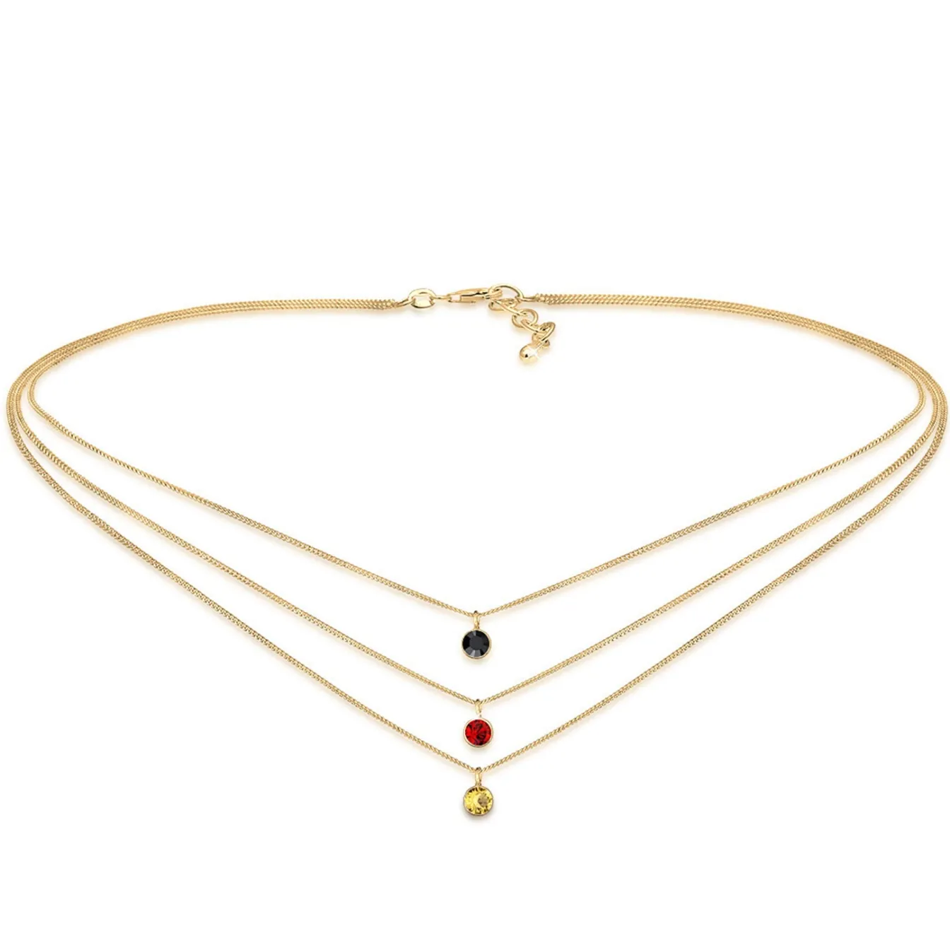 Elli "Layer-Choker | Kristalle (Weiß, Grau, Schwarz)< Roségold|Halsketten