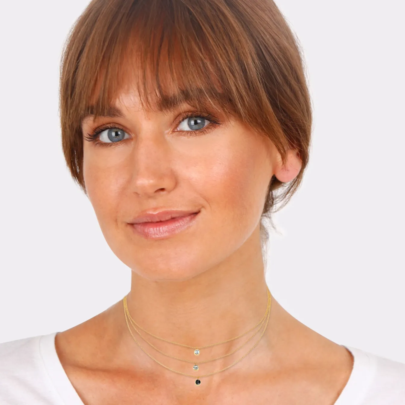 Elli "Layer-Choker | Kristalle (Weiß, Grau, Schwarz)< Roségold|Halsketten