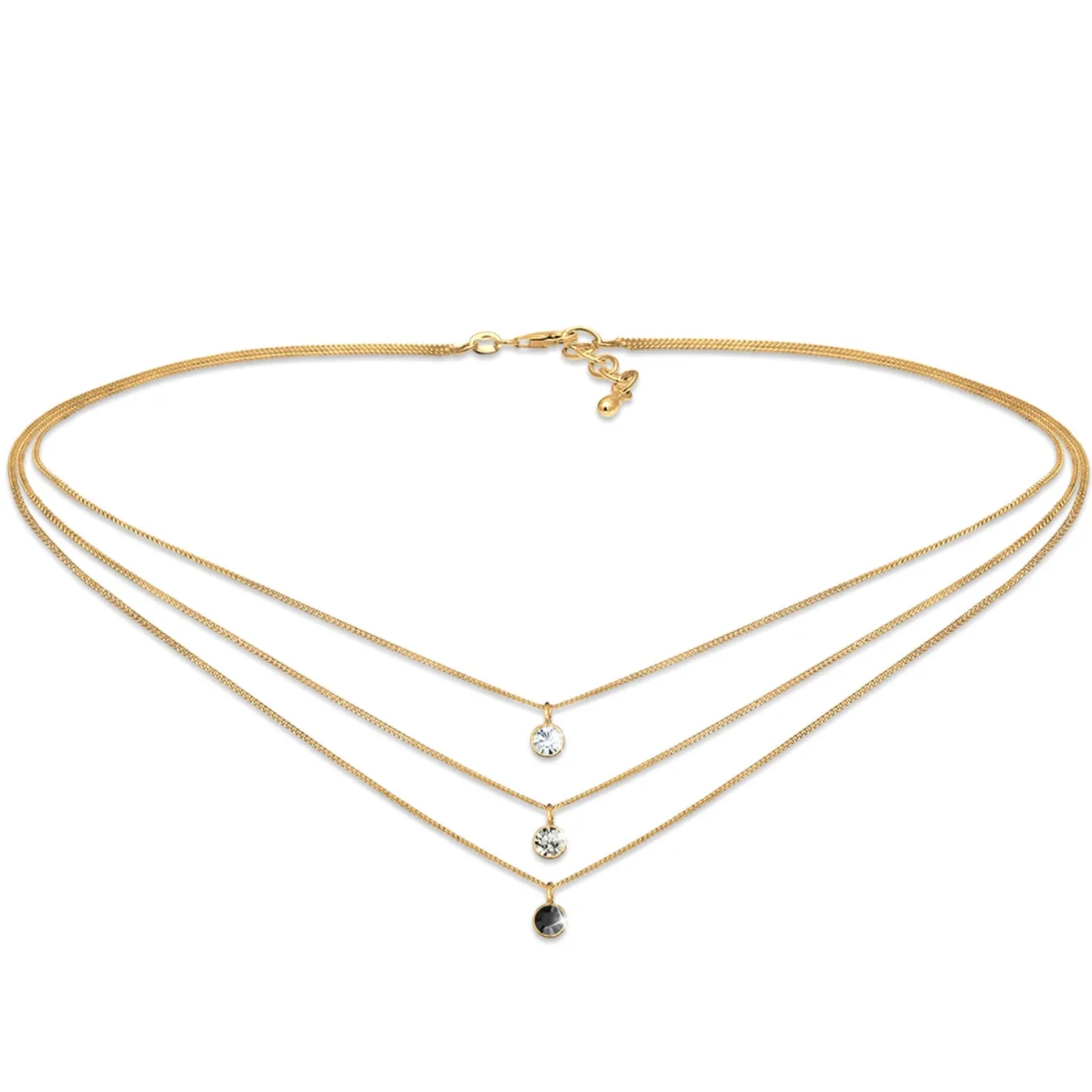 Elli "Layer-Choker | Kristalle (Weiß, Grau, Schwarz)< Roségold|Halsketten