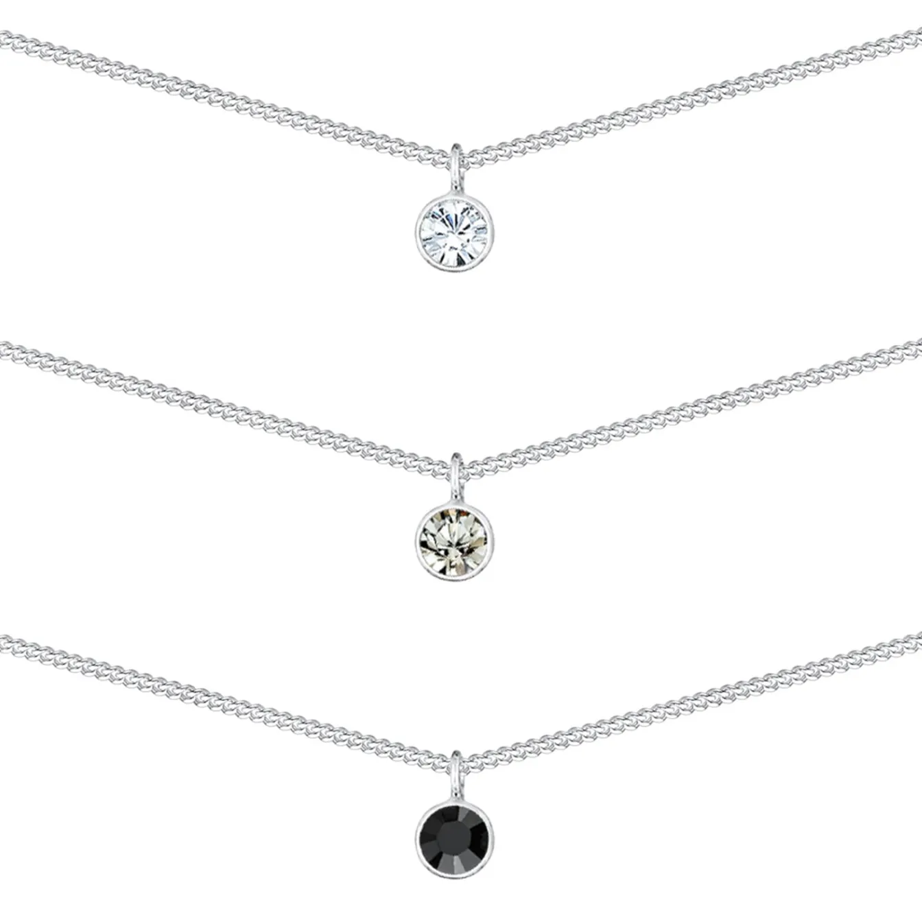 Elli "Layer-Choker | Kristalle (Weiß, Grau, Schwarz)< Roségold|Halsketten