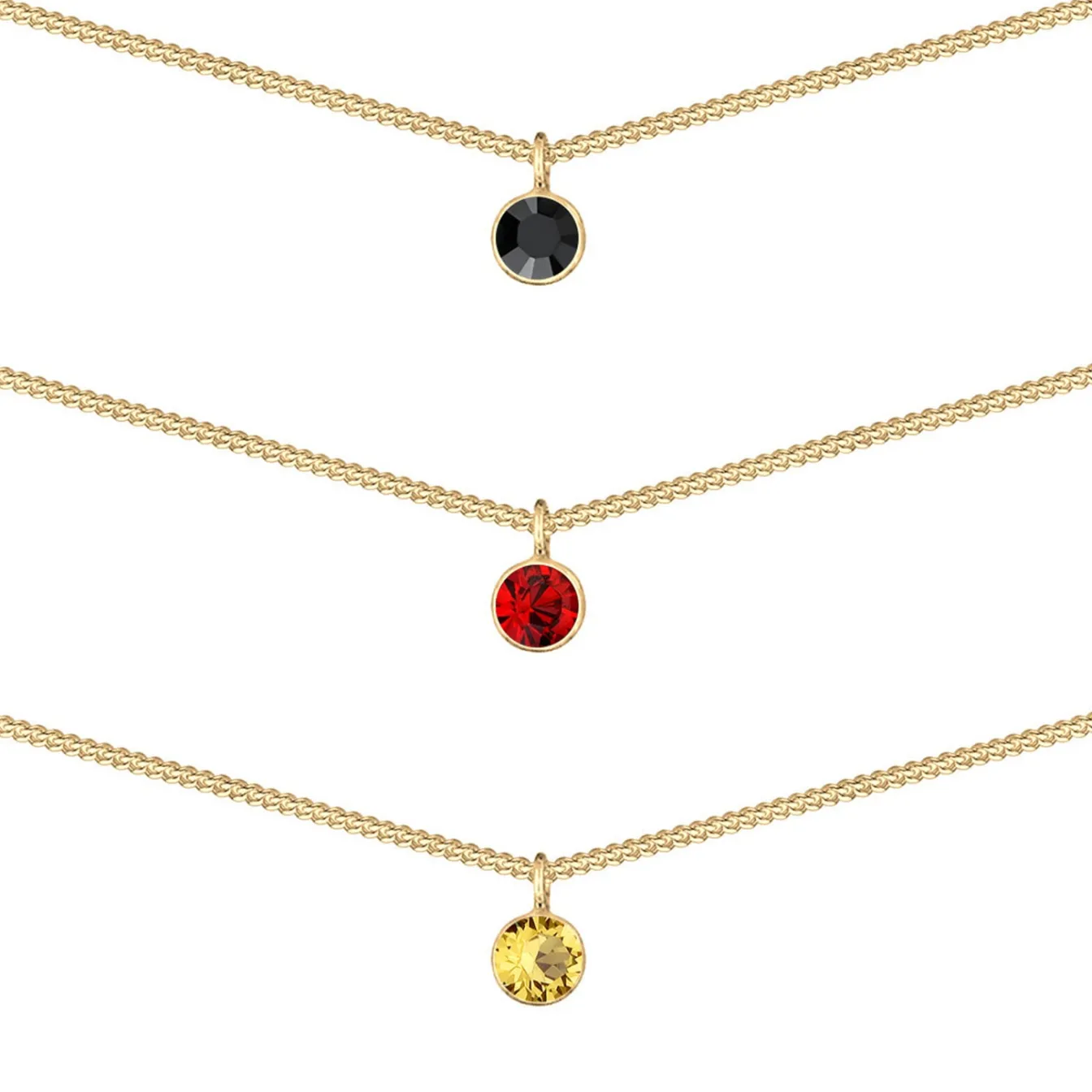 Elli "Layer-Choker | Kristalle (Weiß, Grau, Schwarz)< Roségold|Halsketten
