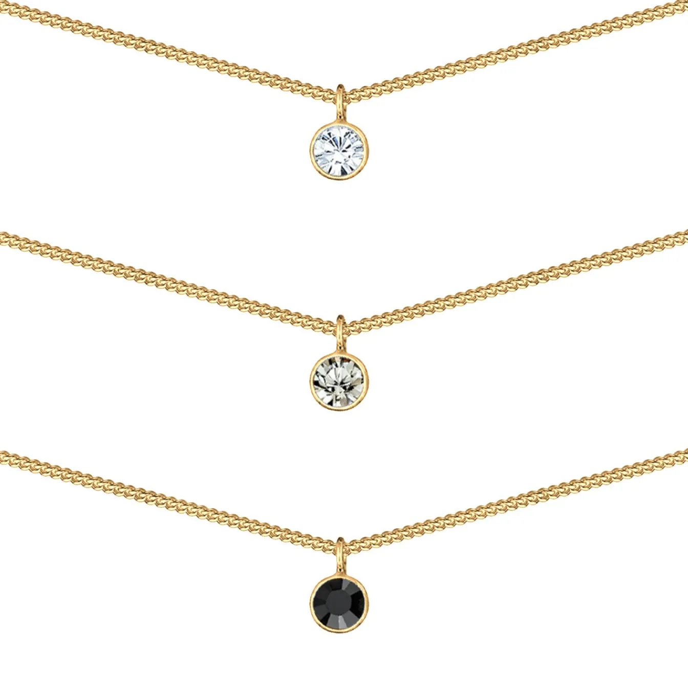 Elli "Layer-Choker | Kristalle (Weiß, Grau, Schwarz)< Roségold|Halsketten
