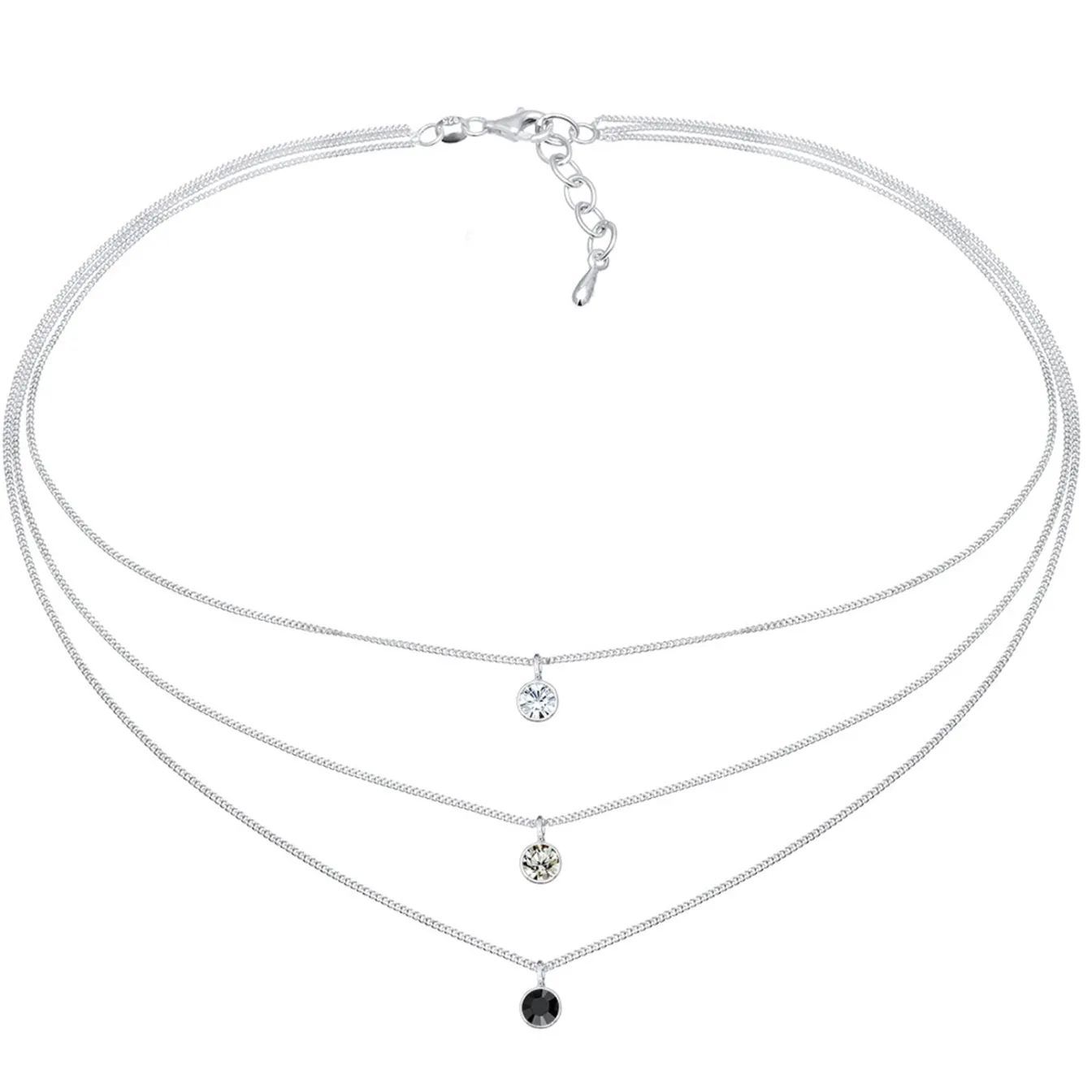 Elli "Layer-Choker | Kristalle (Weiß, Grau, Schwarz)< Roségold|Halsketten