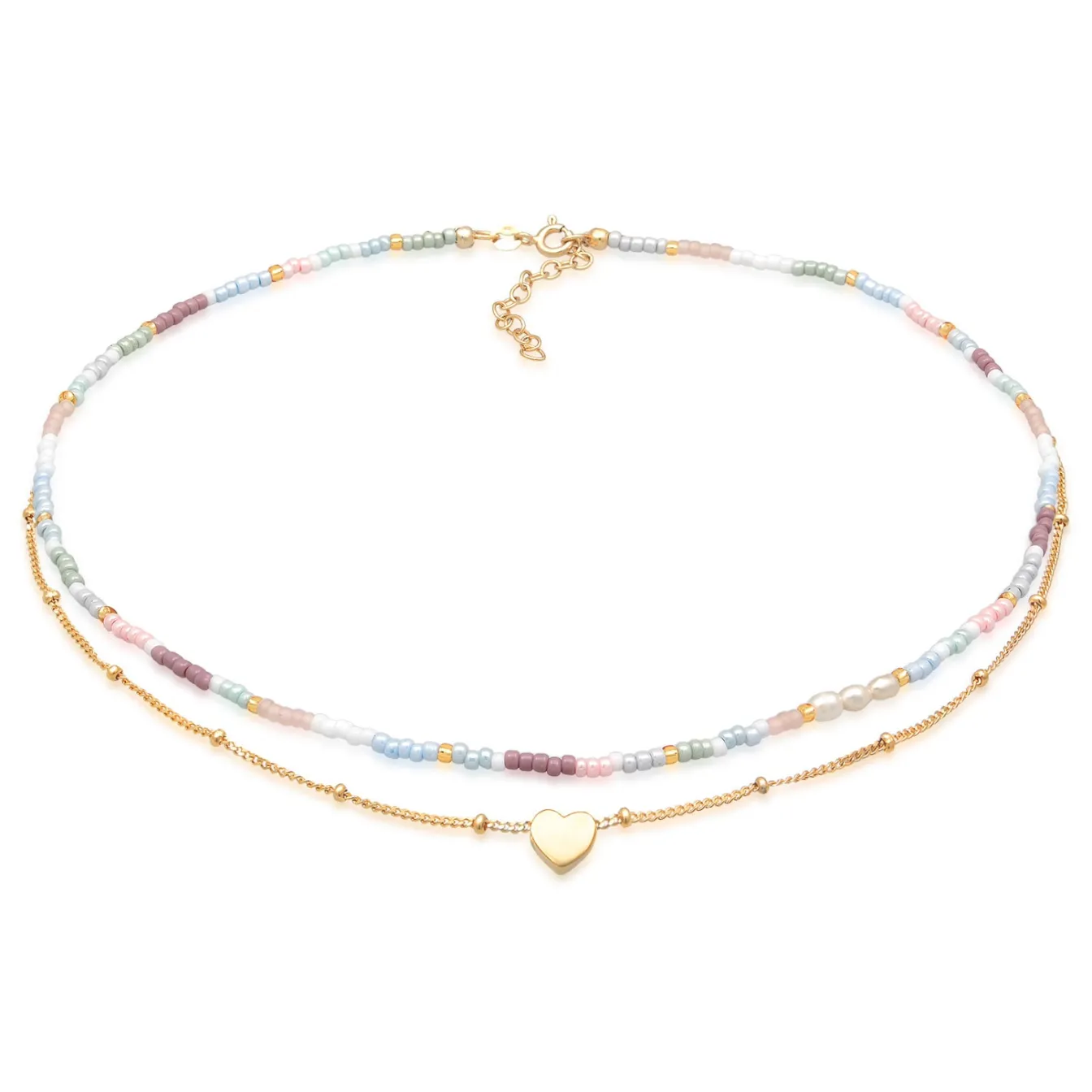 Elli "Layer-Choker Herz Beads | Süßwasserperlen< Symbol-schmuck|Herz-schmuck