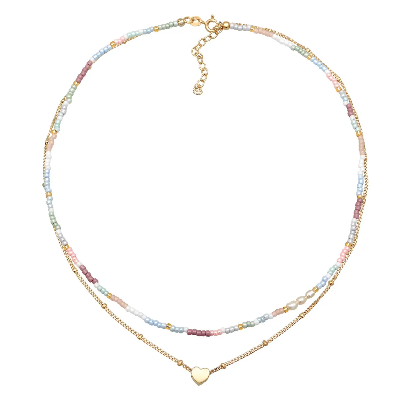Elli "Layer-Choker Herz Beads | Süßwasserperlen< Symbol-schmuck|Herz-schmuck
