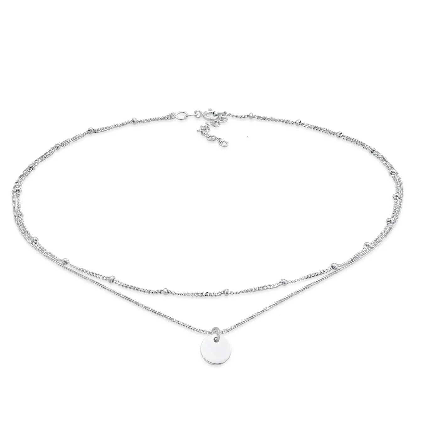 Elli "Layer-Choker Kugeln Plättchen< Silber|Halsketten