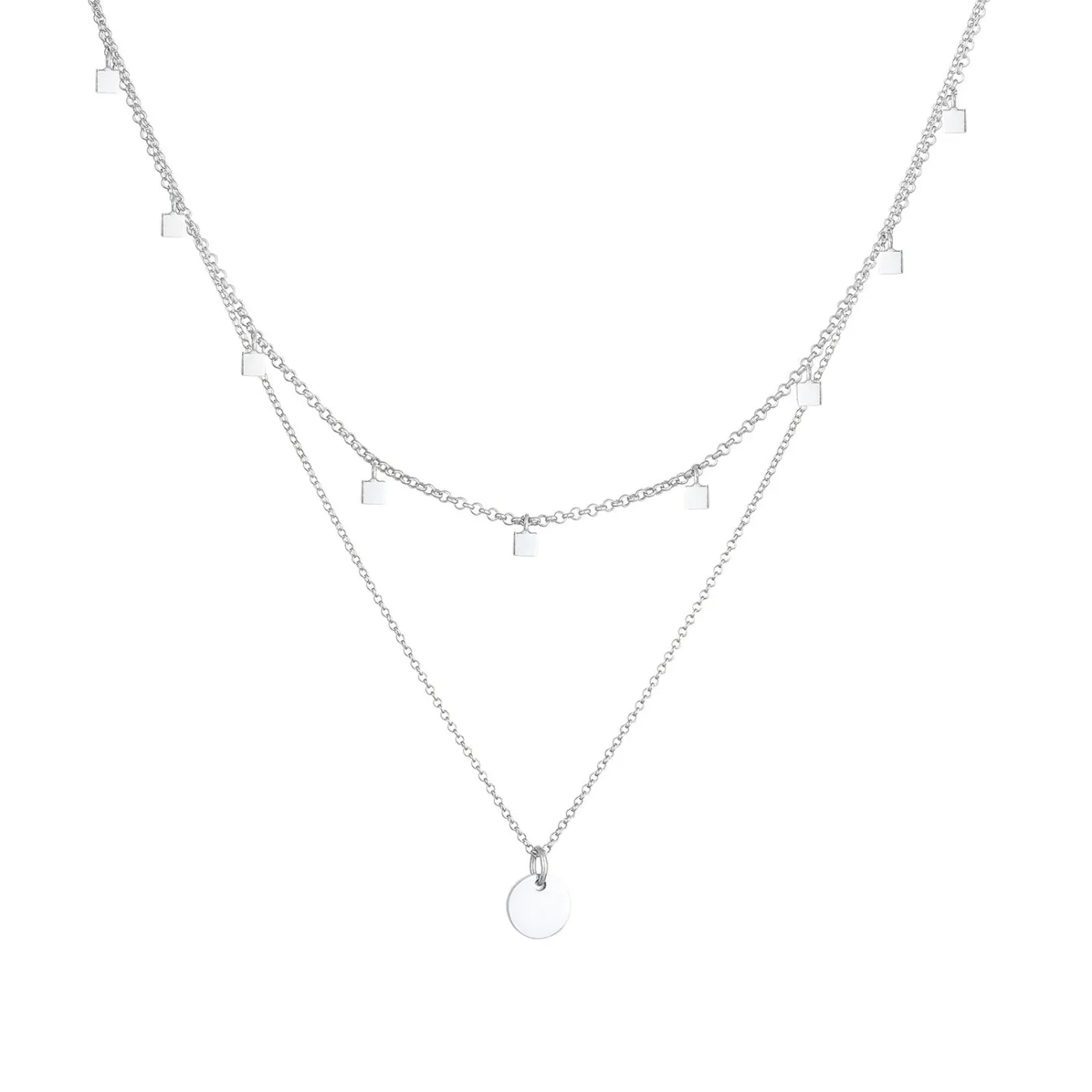 Elli "Layer-Choker Plättchen< Halsketten|Silber