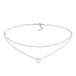 Elli "Layer-Choker Solitär Anhänger | Kristall (Weiß)< Halsketten|Silber