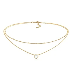 Elli "Layer-Choker Solitär Anhänger | Kristall (Weiß)< Halsketten|Silber