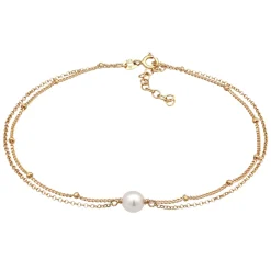 Elli "Layer-Fußkettchen | Muschelkernperle< Hochzeit|Perlen