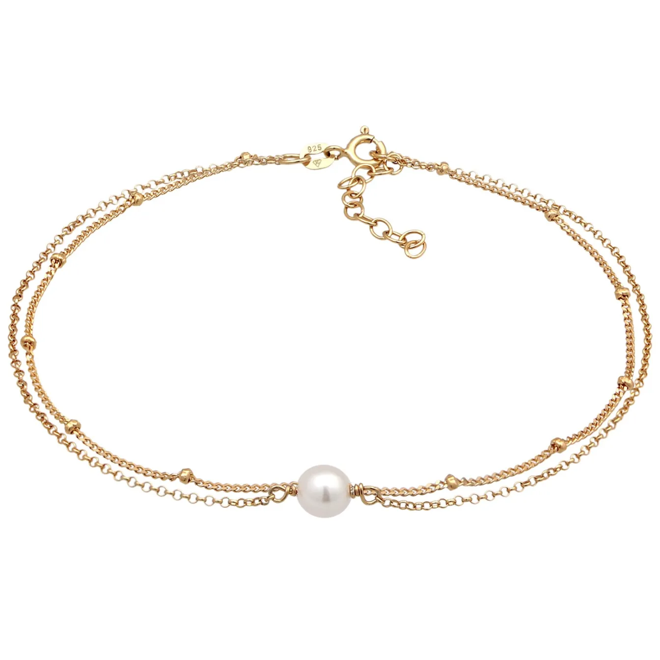 Elli "Layer-Fußkettchen | Muschelkernperle< Hochzeit|Perlen