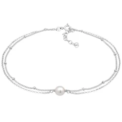 Elli "Layer-Fußkettchen | Muschelkernperle< Hochzeit|Perlen