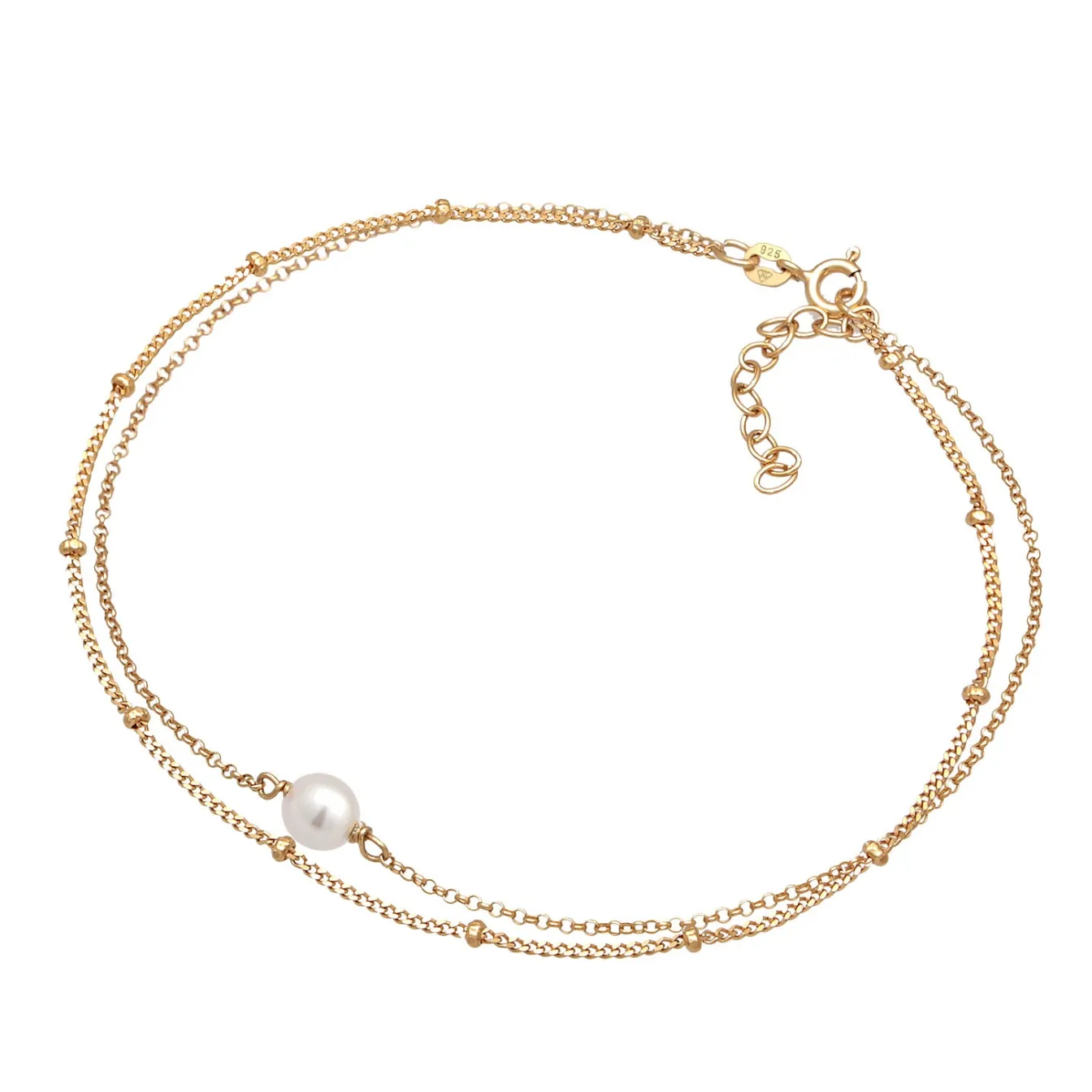Elli "Layer-Fußkettchen | Muschelkernperle< Hochzeit|Perlen