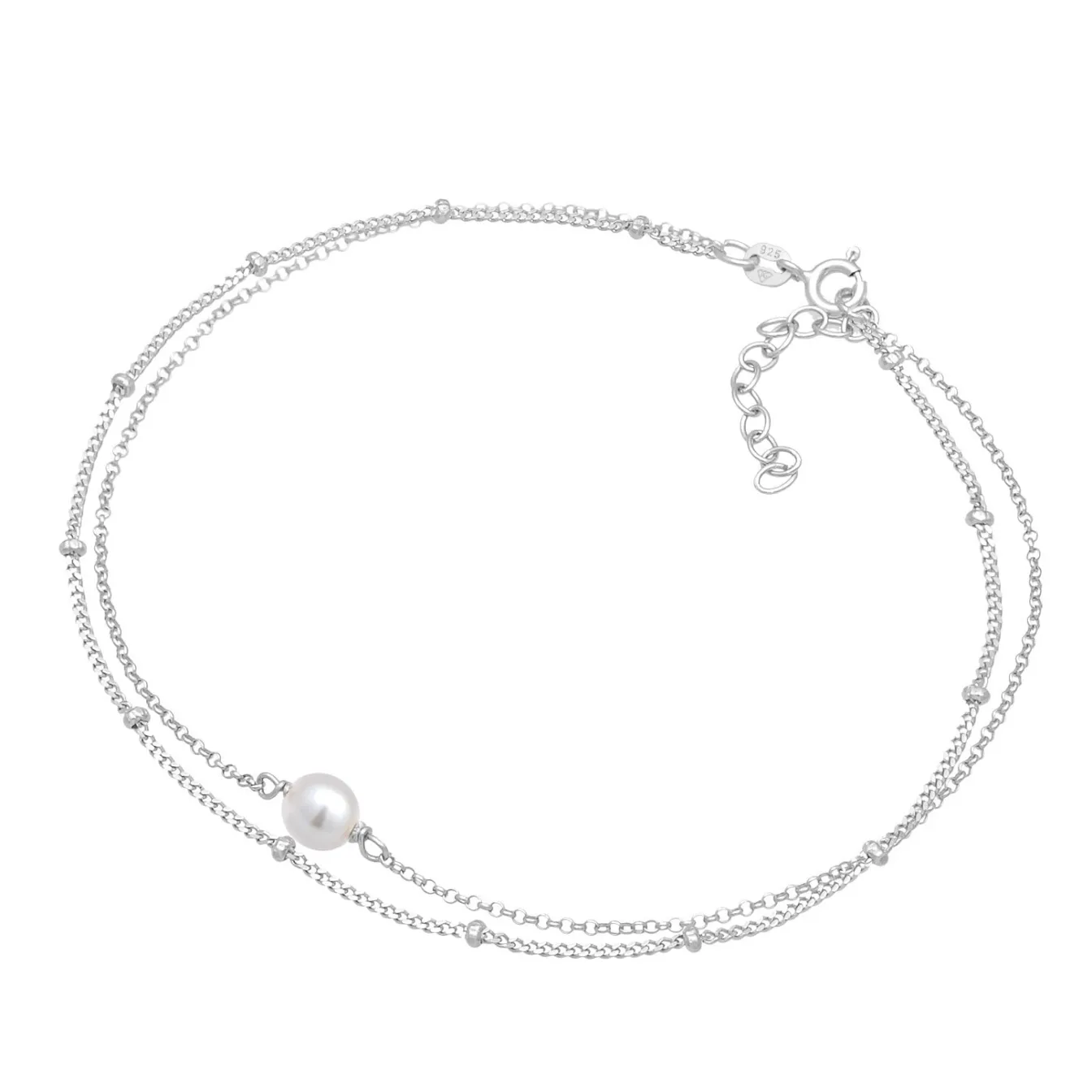 Elli "Layer-Fußkettchen | Muschelkernperle< Hochzeit|Perlen
