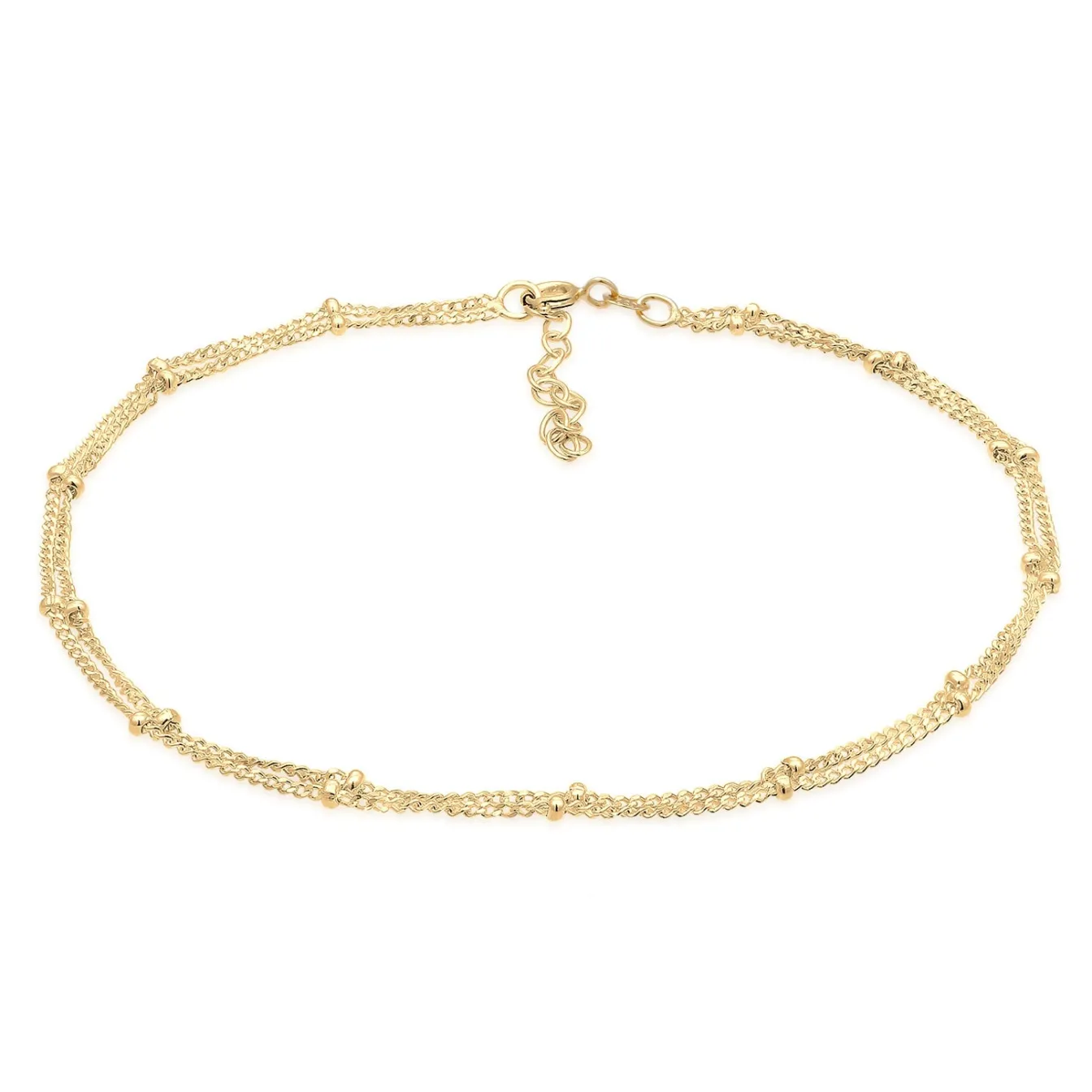 Elli "Layer-Fußkettchen Kugeln< Roségold|Fußschmuck