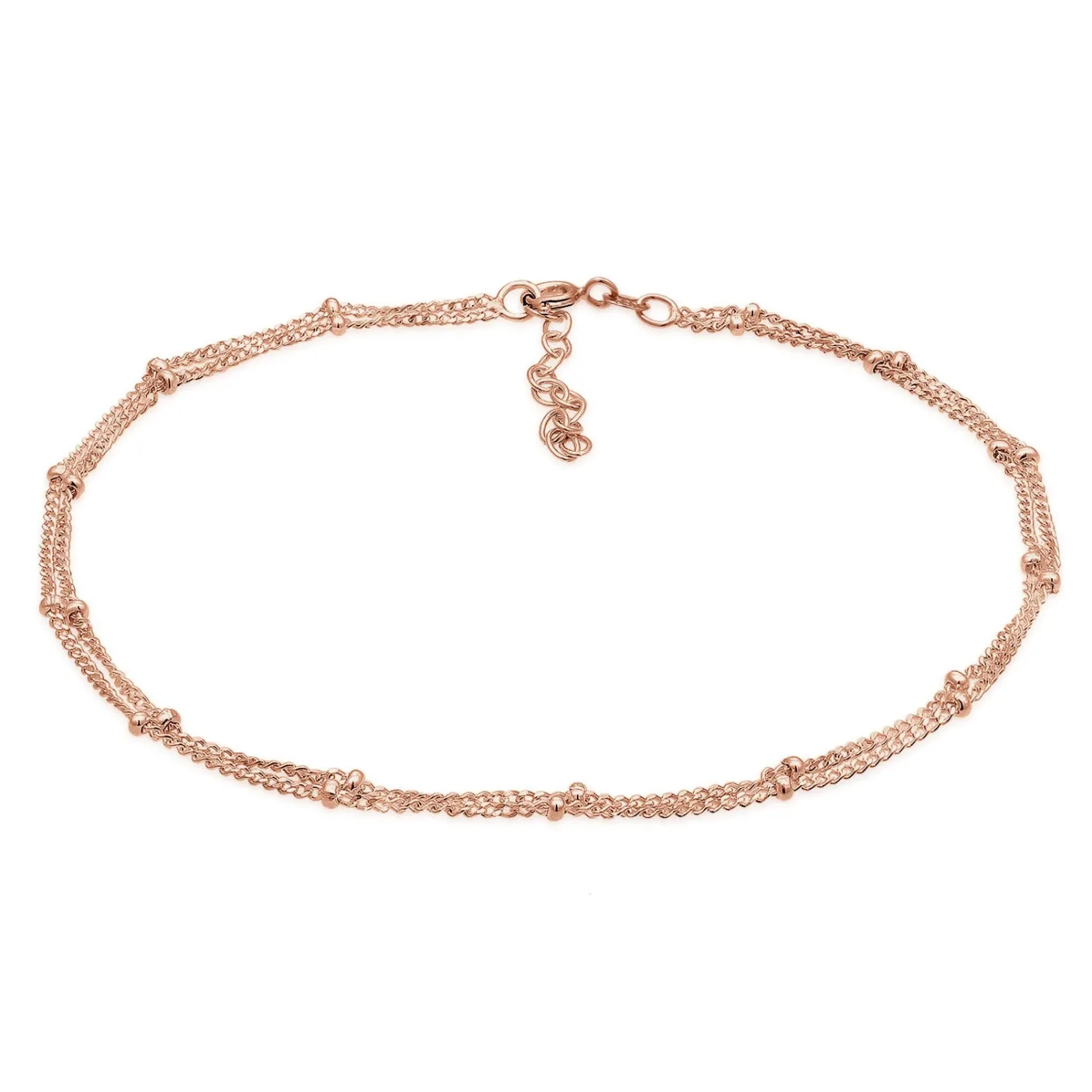 Elli "Layer-Fußkettchen Kugeln< Roségold|Fußschmuck