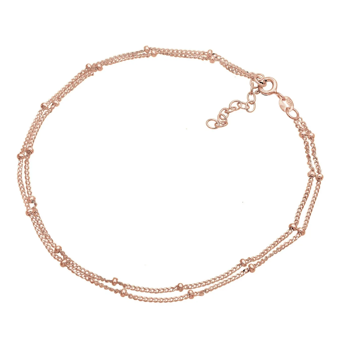 Elli "Layer-Fußkettchen Kugeln< Roségold|Fußschmuck