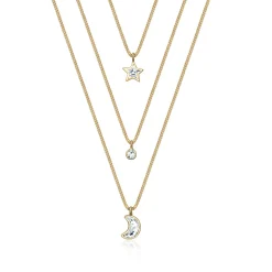 Elli "Layer-Halskette Astro | Kristall (Weiß)< Vergoldet|Symbol-schmuck