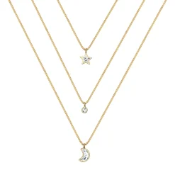 Elli "Layer-Halskette Astro | Kristall (Weiß)< Vergoldet|Symbol-schmuck