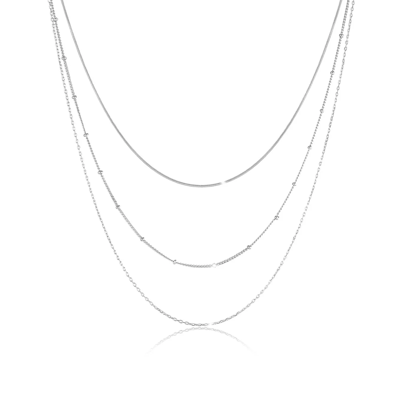 Elli "Layer-Halskette Chain Mix< Halsketten|Silber
