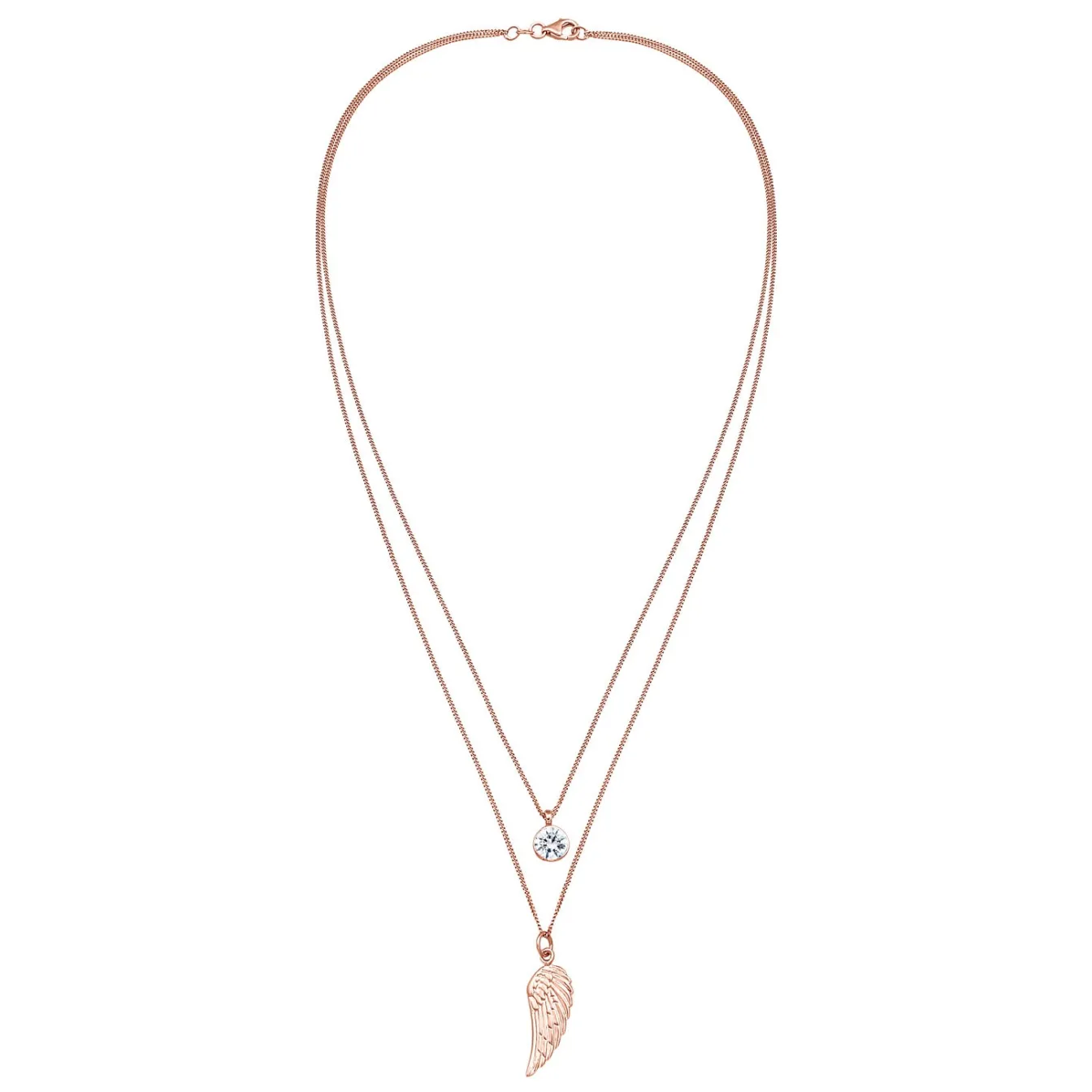 Elli "Layer-Halskette Flügel | Kristall (Weiß)< Roségold|Halsketten