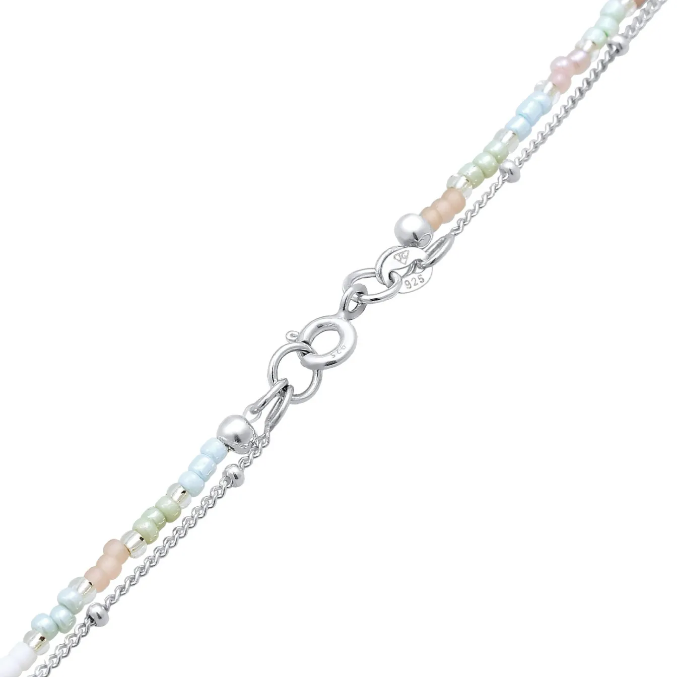Elli "Layer-Halskette Glas Beads | Süßwasserperle< Silber|Perlen