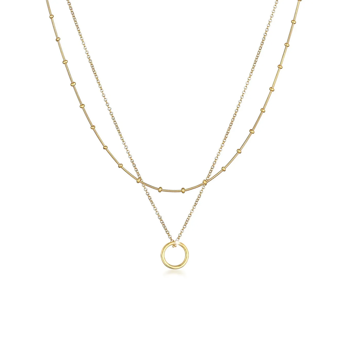 Elli "Layer-Halskette Kreis Geo< Halsketten|Silber