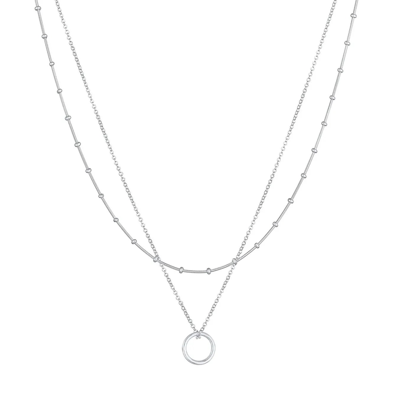 Elli "Layer-Halskette Kreis Geo< Halsketten|Silber