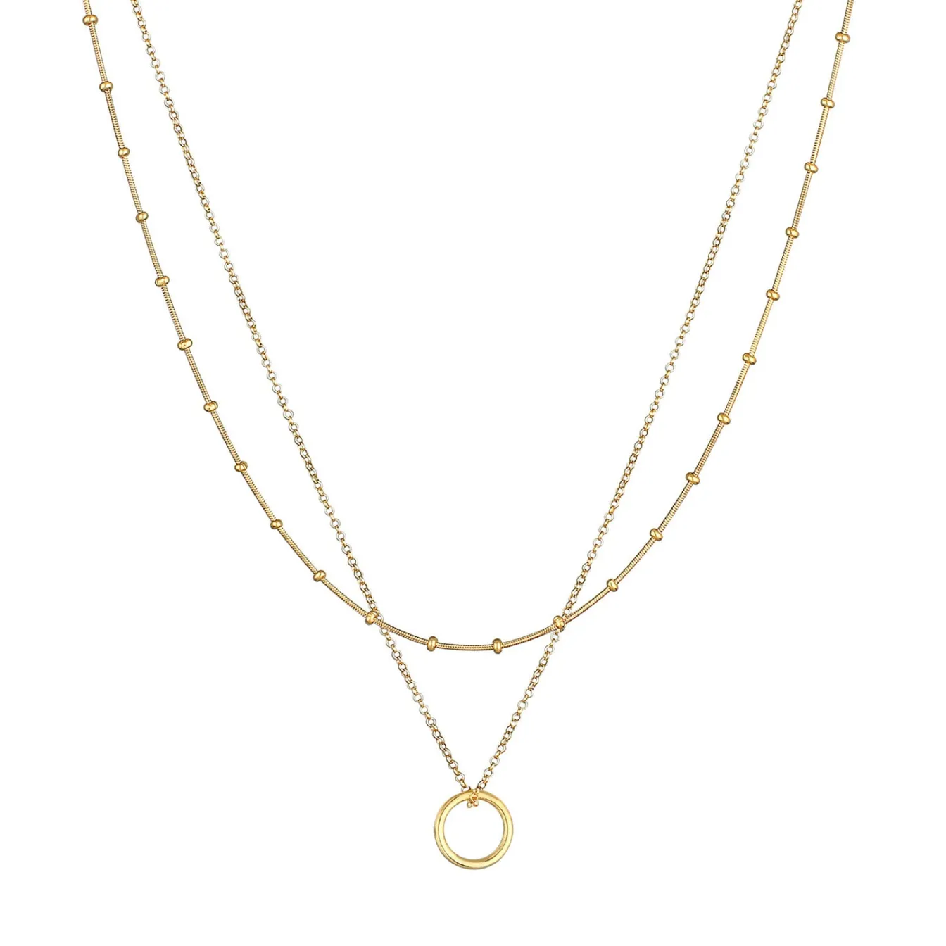 Elli "Layer-Halskette Kreis Geo< Halsketten|Silber