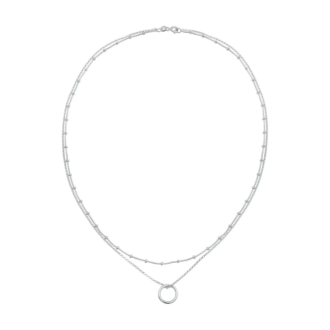 Elli "Layer-Halskette Kreis Geo< Halsketten|Silber
