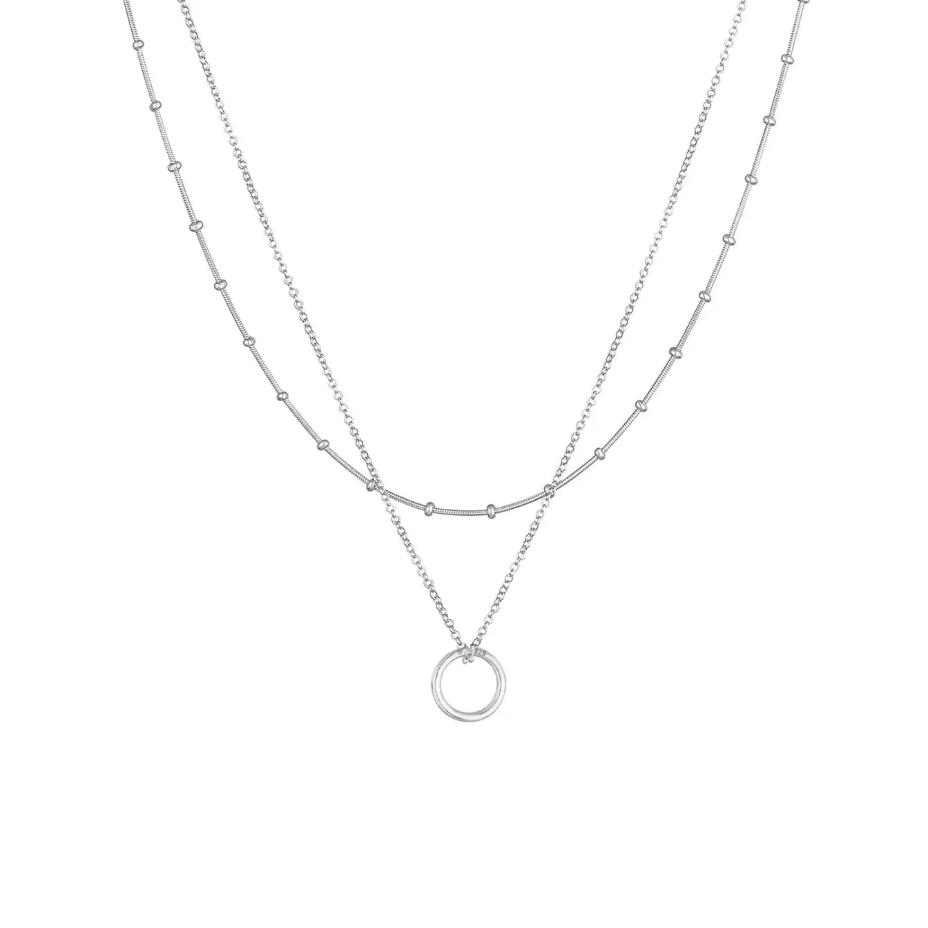 Elli "Layer-Halskette Kreis Geo< Halsketten|Silber