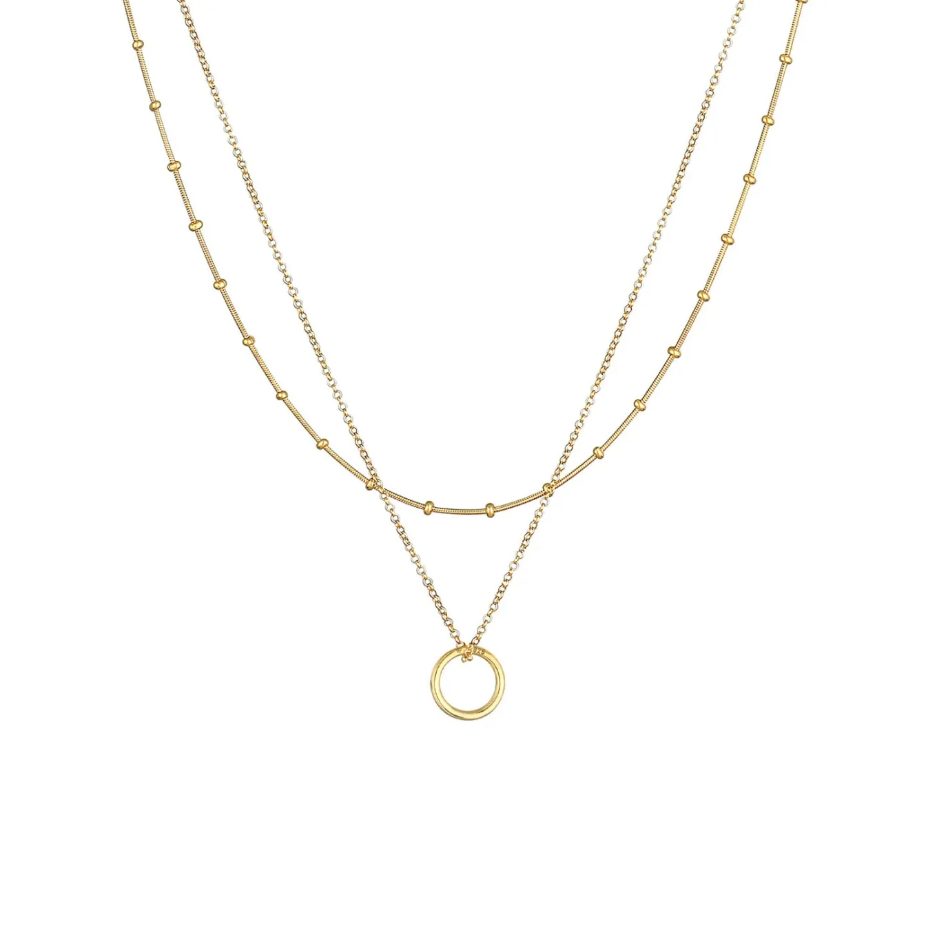 Elli "Layer-Halskette Kreis Geo< Halsketten|Silber