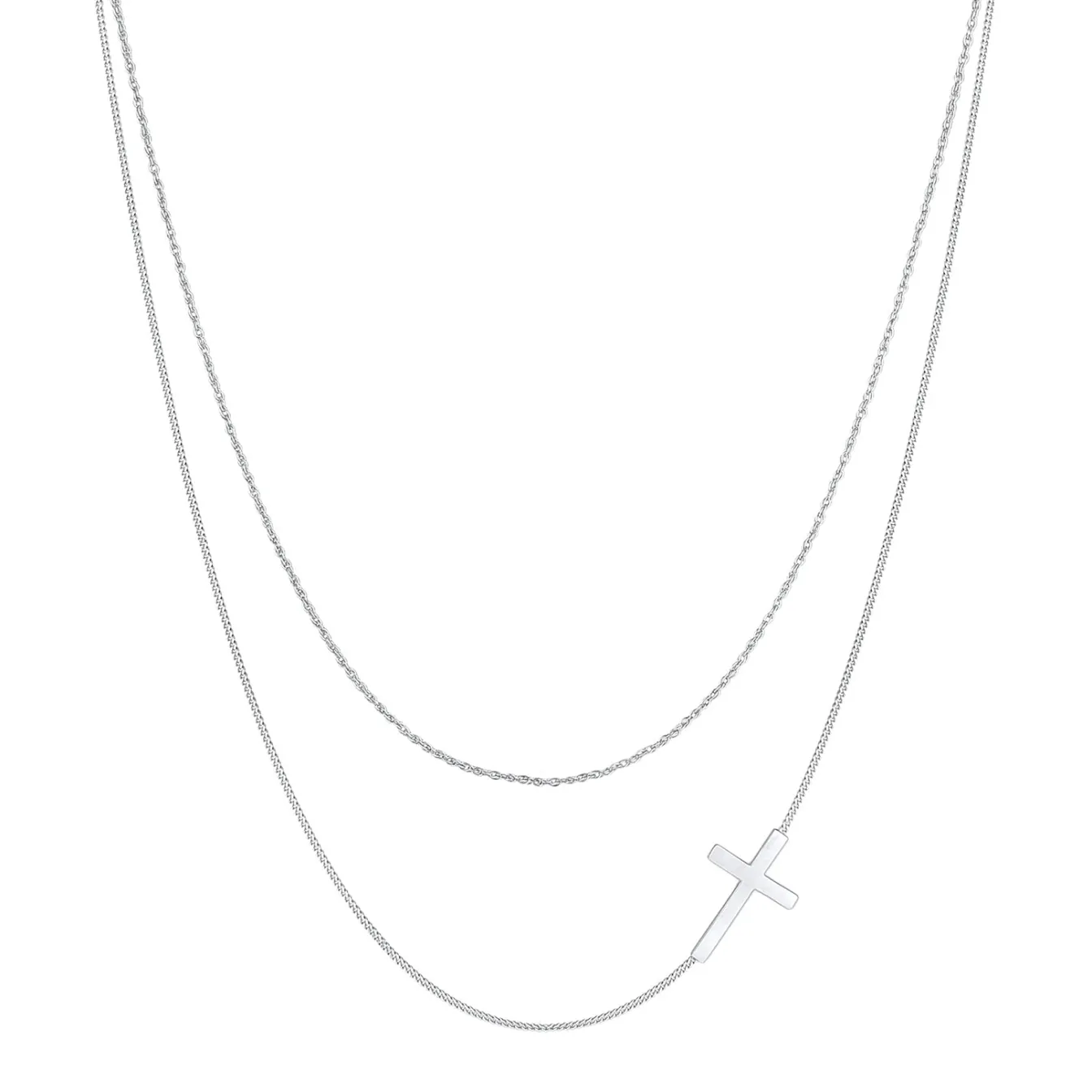 Elli "Layer-Halskette Kreuz< Symbol-schmuck|Halsketten