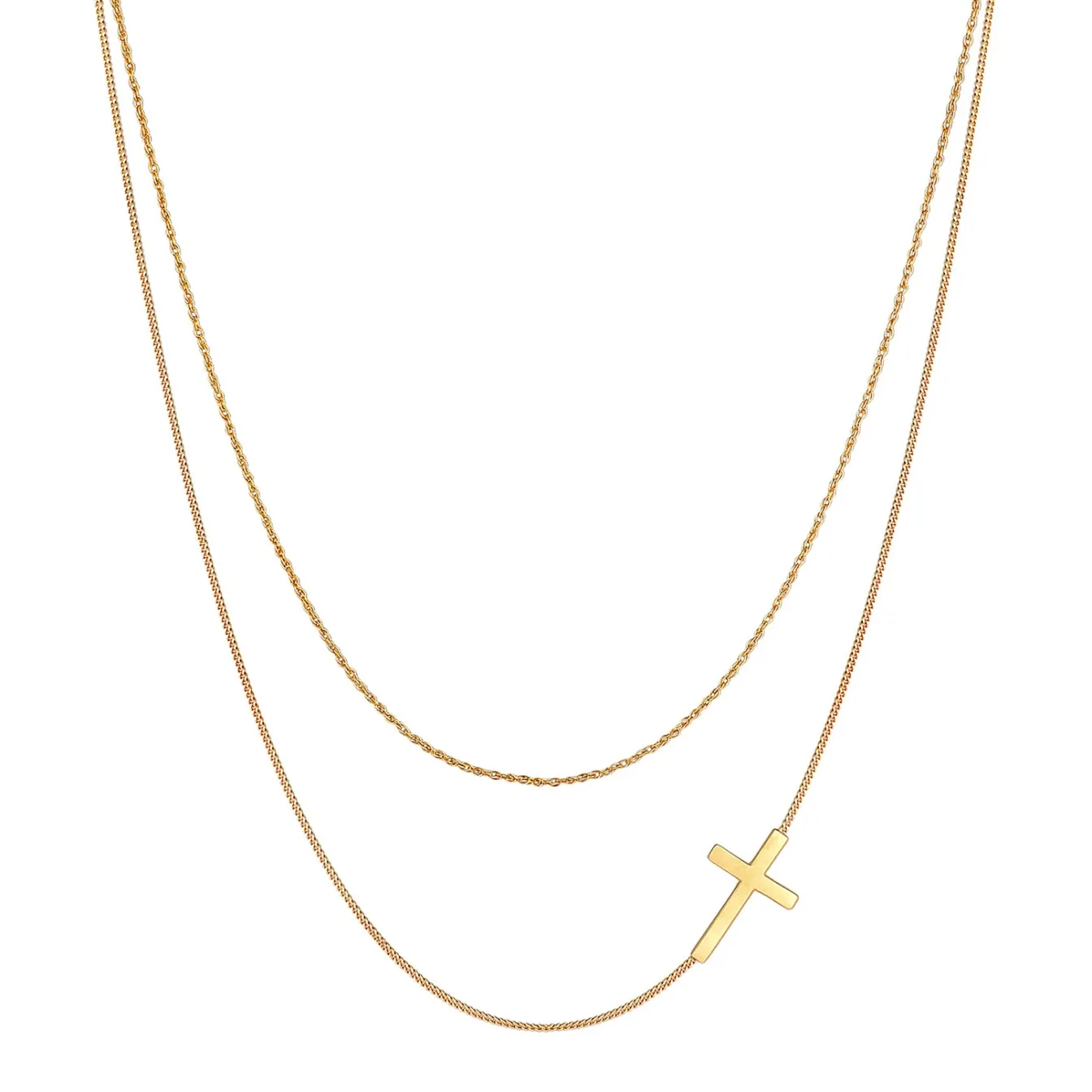 Elli "Layer-Halskette Kreuz< Symbol-schmuck|Halsketten