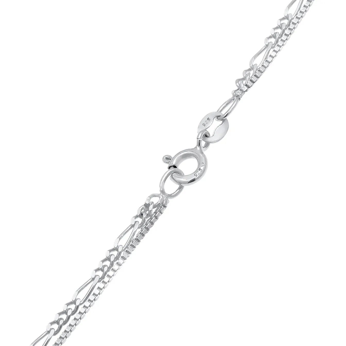 Elli "Layer-Halskette Münze Figaro< Silber|Roségold