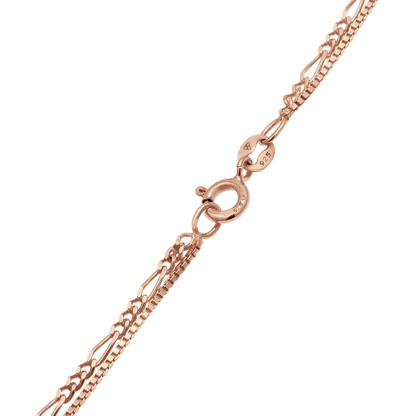 Elli "Layer-Halskette Münze Figaro< Silber|Roségold