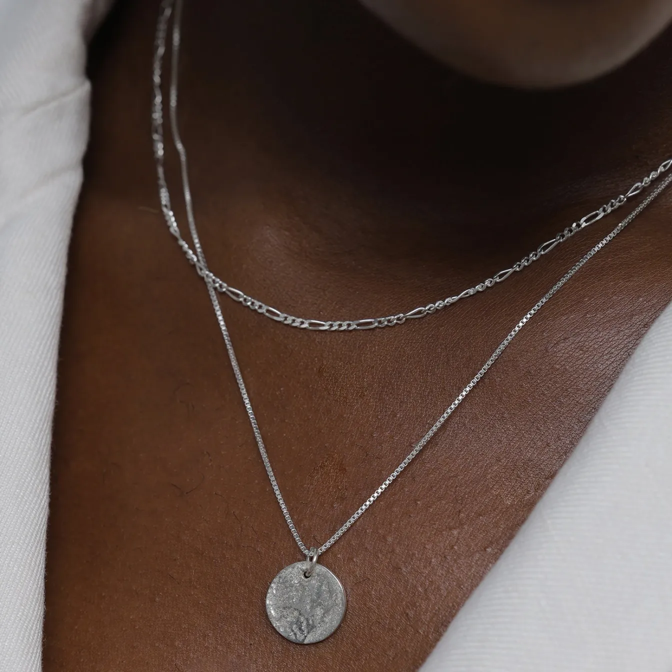 Elli "Layer-Halskette Münze Figaro< Silber|Roségold