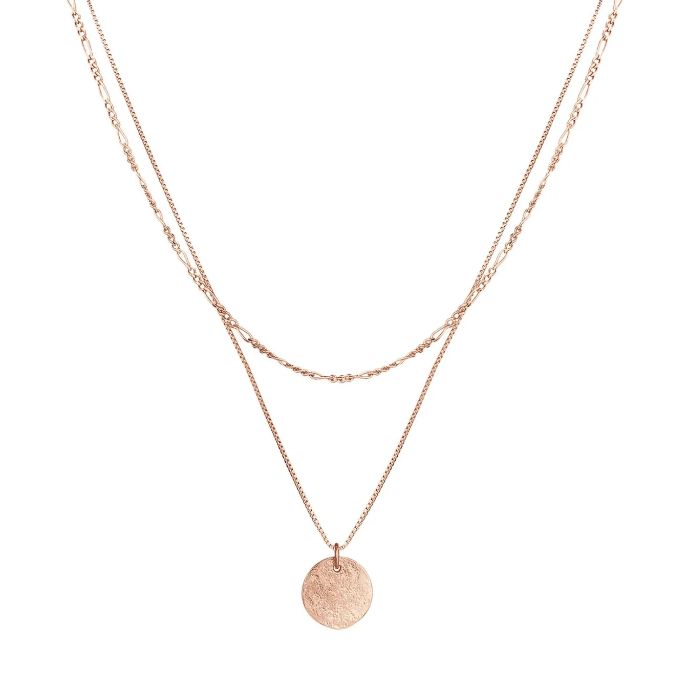 Elli "Layer-Halskette Münze Figaro< Silber|Roségold