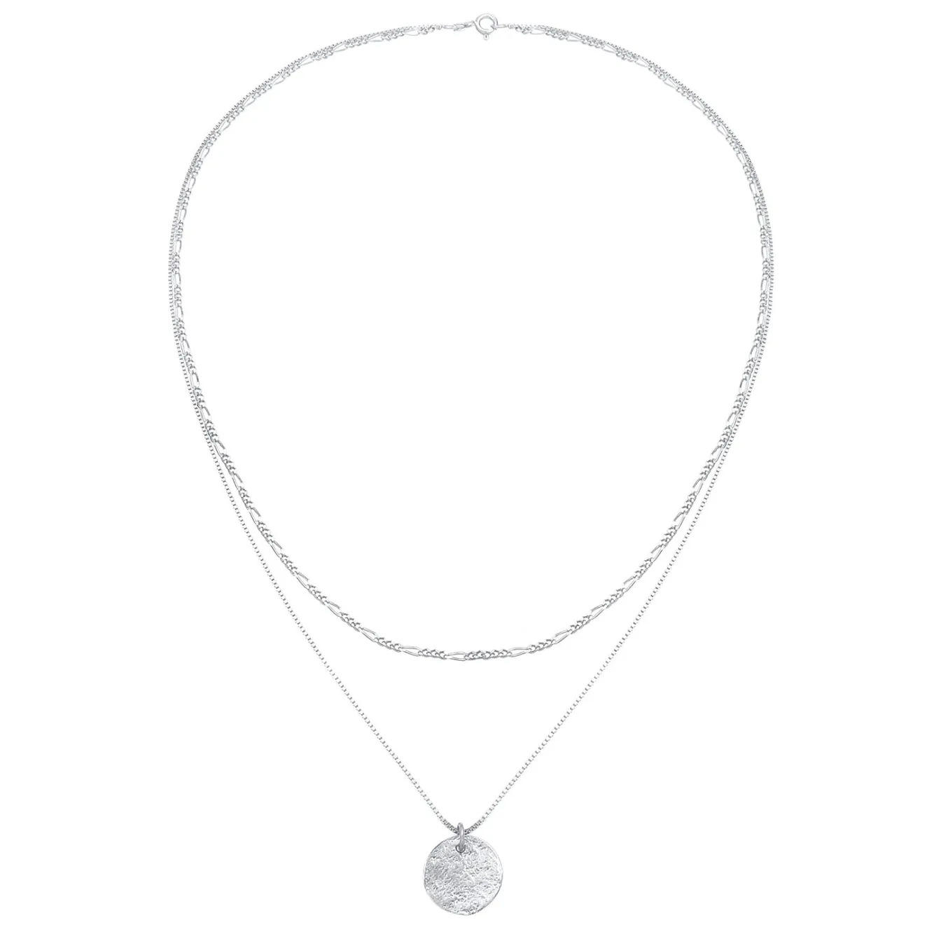 Elli "Layer-Halskette Münze Figaro< Silber|Roségold