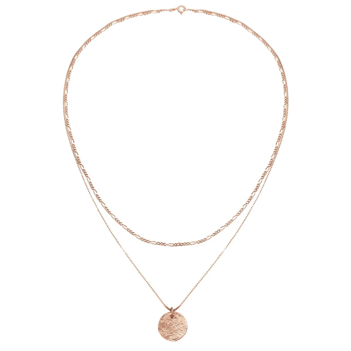 Elli "Layer-Halskette Münze Figaro< Silber|Roségold