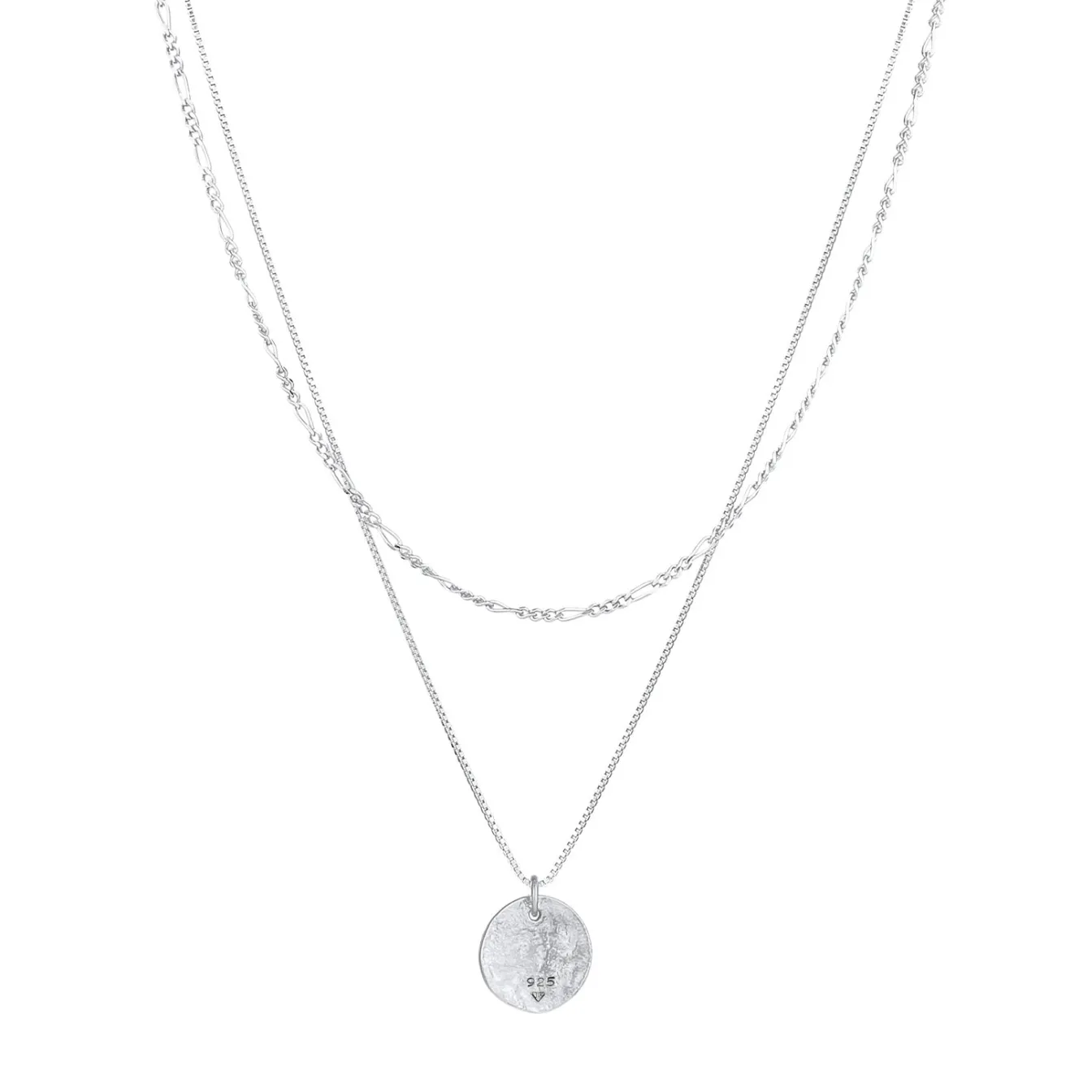 Elli "Layer-Halskette Münze Figaro< Silber|Roségold