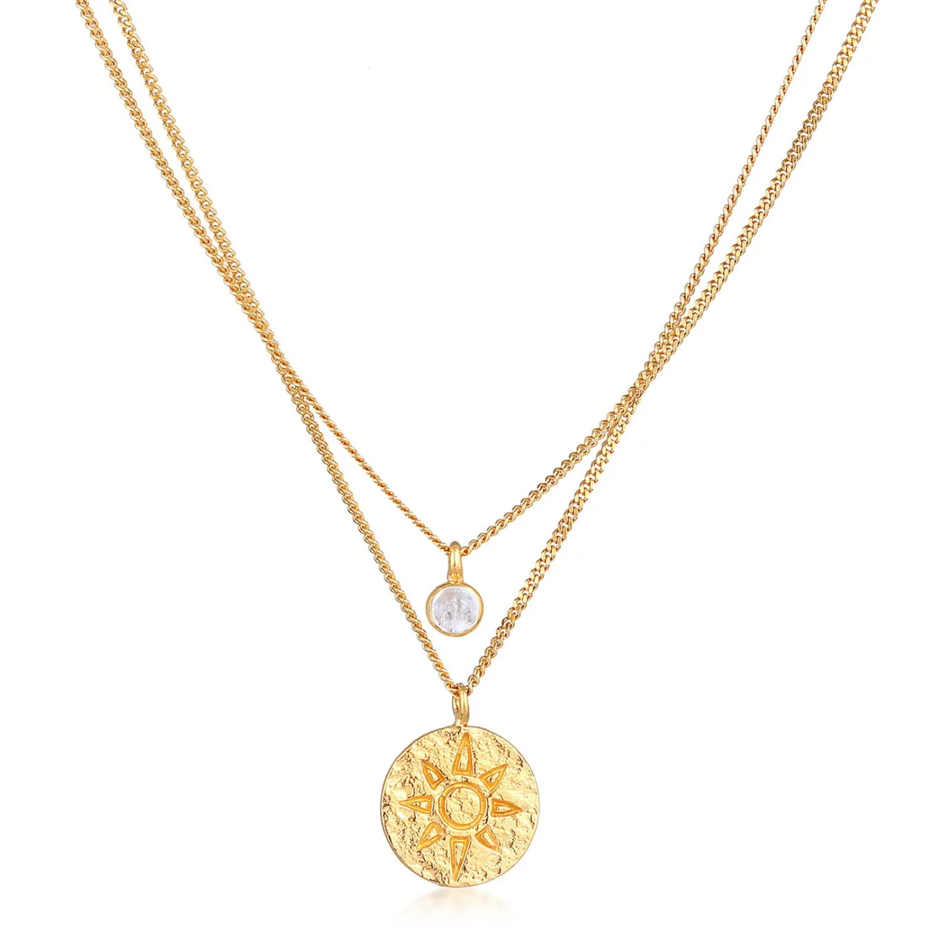Elli "Layer-Halskette Plättchen | Mondstein< Symbol-schmuck|Halsketten